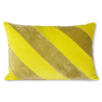 Lemon and Lime Striped Velvet Cushion (H40 x W60cm)