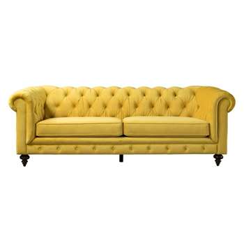 Monty Three Seat Sofa – Mustard (H80 x W235 x D99cm)