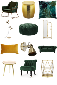 Luxe Green and Gold Living Room