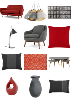Red and Grey Living Room