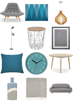 Blue and Grey Scandi Living Room