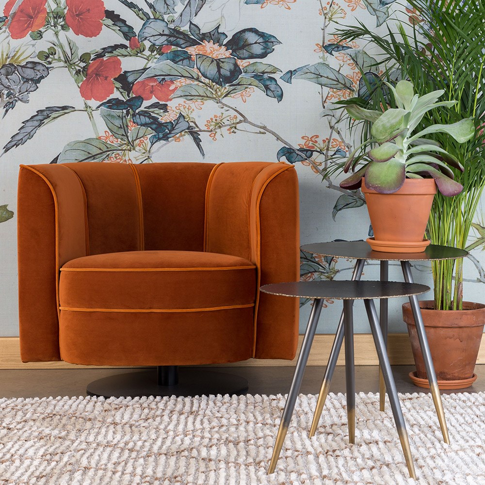 Dutchbone Art Nouveau Flower Tub Chair in Orange