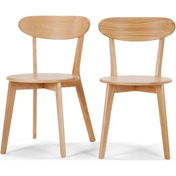 Set of 2 Fjord Dining Chairs, Oak (H80 x W49 x D55cm)