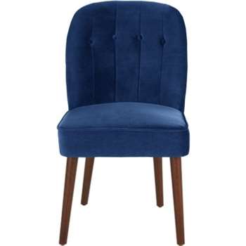 Set of 2 Margot Dining Chairs, Electric Blue Velvet (H86 x W49 x D63cm)