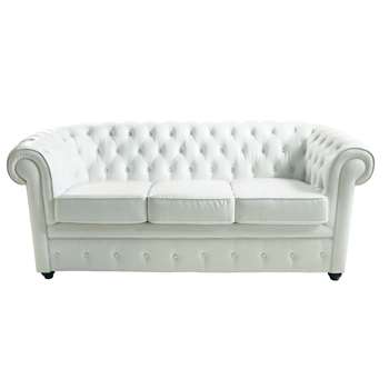 3 seater leather button chesterfield sofa in white