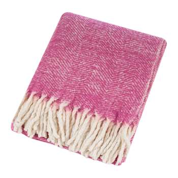 A by Amara - Herringbone Throw - Pink (H130 x W170cm)