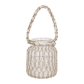 A by Amara - Macrame Hurricane - White & Natural - Tall (H23.5 x W20.5 x D20.5cm)