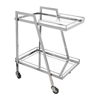 A by Amara - Silver Mirror Drinks Trolley - Rectangular (H80 x W64 x D46cm)