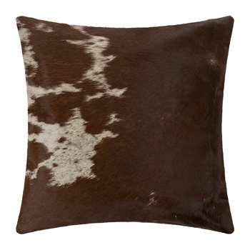 A by Amara - Small Speckling Cowhide Cushion - Tan/White (H45 x W45cm)
