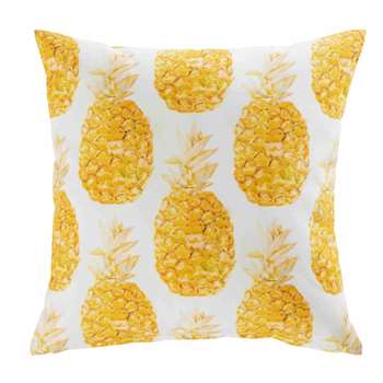 ABACA white fabric outdoor cushion with pineapple print (H45 x W45cm)