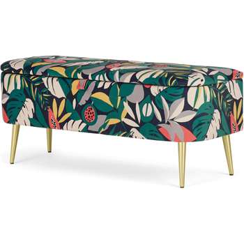 Abel Storage Bench, Curator Floral Print & Brass Legs (H46 x W111 x D41cm)