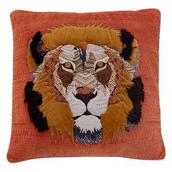 Abigail Ahern/EDITION Orange Lion Applique Feather Filled Cushion (H52 x W52cm)