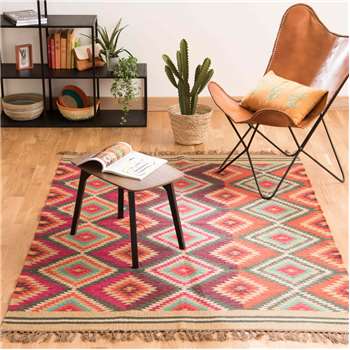 ACAPULCO woollen woven rug, multicoloured (140 x 200cm)
