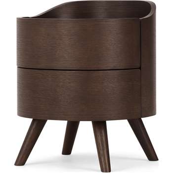 Ada 2 Drawer Bedside Table, Dark Stain Oak (H50 x W42 x D41cm)