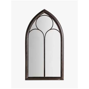 Afur Outdoor Garden Wall Arched Mirror, Antique Noir (H112 x W61 x D4cm)