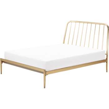 Alana Kingsize Bed, Brushed Brass (H110 x W158 x D216cm)