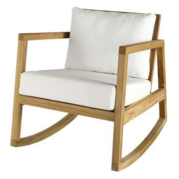 ALPIN Teak and white fabric rocking armchair (76 x 66cm)