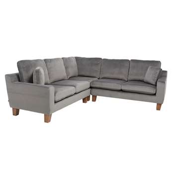 Ankara symmetrical corner sofa grey velvet (72 x 244cm)