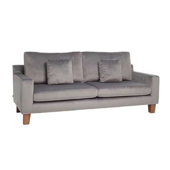 Ankara three seater sofa velvet grey (72 x 120cm)