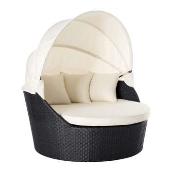 ANTIBES 2 seater wicker garden sofa in black (150 x 140cm)