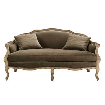 ANTOINETTE 2/3 seater velvet sofa bench in taupe (83 x 164cm)
