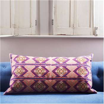 Anya Blue And Purple Mayan Print Rectangular Cushion (45 x 80cm)