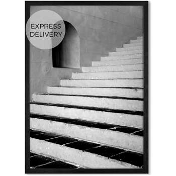 Architecture Steps Framed Wall Art Print, Black & White (H86 x W61 x D2cm)