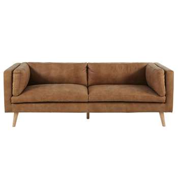 ARGOS Camel Vintage 3-Seater Leather Sofa (78 x 219cm)