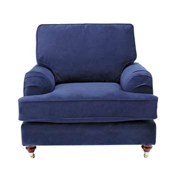 Argos Home Abberton Velvet Armchair - Navy (H90 x W102 x D97cm)