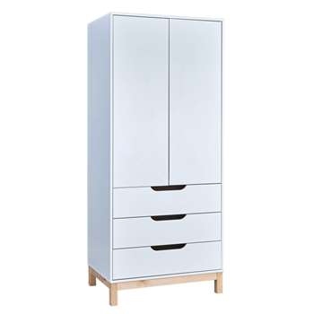Argos Home Arlo White & Pine 2 Door 3 Drawer Wardrobe (H180 x W78 x D53cm)