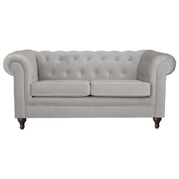 Argos Home Chesterfield 2 Seater Velvet Sofa - Light Grey (H78 x W179 x D94cm)