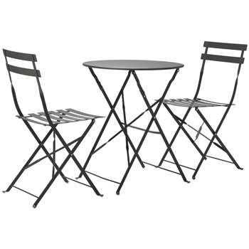Argos Home Eve Folding Metal Bistro Set - Grey