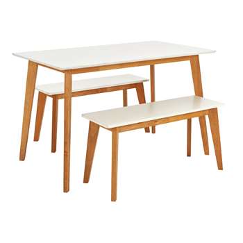 Argos Home Harlow Dining Table and Bench Set - White