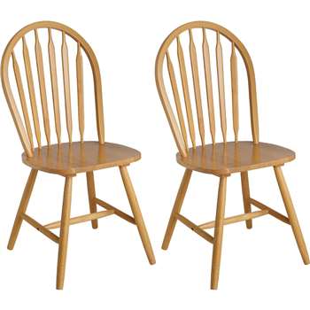 Argos Home Kentucky Pair of Solid Wood Dining Chairs (H92 x W43 x D44cm)