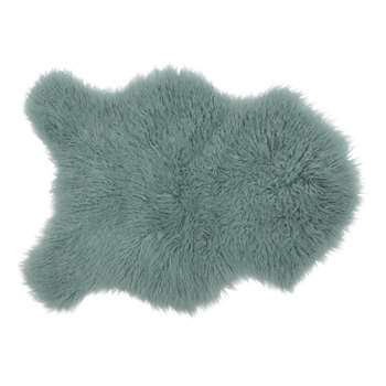 Argos Home Mongolian Faux Fur Rug - Duck Egg (H60 x W90cm)