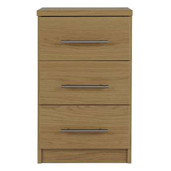 Argos Home - Normandy 3 Drawer - Bedside Chest - Oak Effect (H63 x W38 x D40cm)
