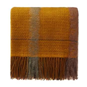 Arnedo Mohair Blanket, Mustard, Coral & Black (130 x 200cm)