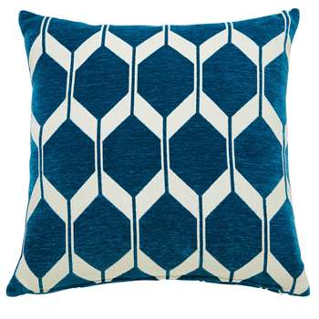 ASTON - Peacock Blue Patterned Cushion (H45 x W45cm)