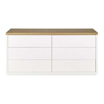 AUSTRAL Solid oak chest of drawers in white (76 x 160cm)