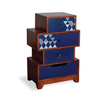 Aztec Multi 4 Drawer Chest in Navy Blue 90 x 59cm