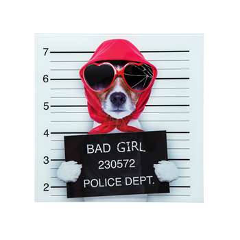 Bad girl dog glass wall art (40 x 4cm)