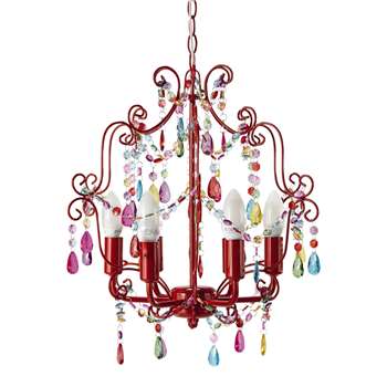 BAHIA metal droplet chandelier in red D 37cm