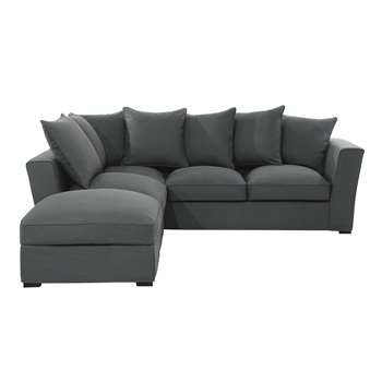 BALTHAZAR 5 seater fabric corner sofa in slate grey (87 x 247cm)