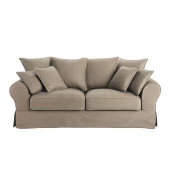 BASTIDE 3 seater cotton sofa bed in taupe