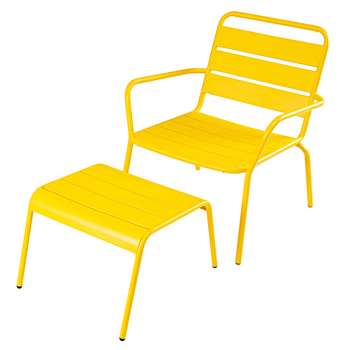 BATIGNOLES Garden armchair and footrest in yellow metal (73 x 65cm)