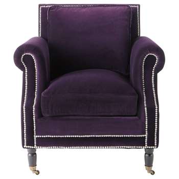BAUDELAIRE Velvet armchair in aubergine (87 x 80cm)