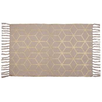 Beige Cotton Rug with Gold Print (H50 x W80cm)