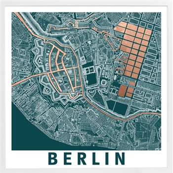 Berlin Graphic Map, Framed Print (55 x 55cm)