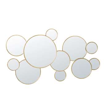 BERVERLY Round Gold Metal Mirrors (H62 x W106 x D3cm)