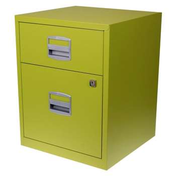 Bisley A4 2 Drawer Filing Cabinet on Wheels, Green (H52.9 x W41.3 x D40cm)